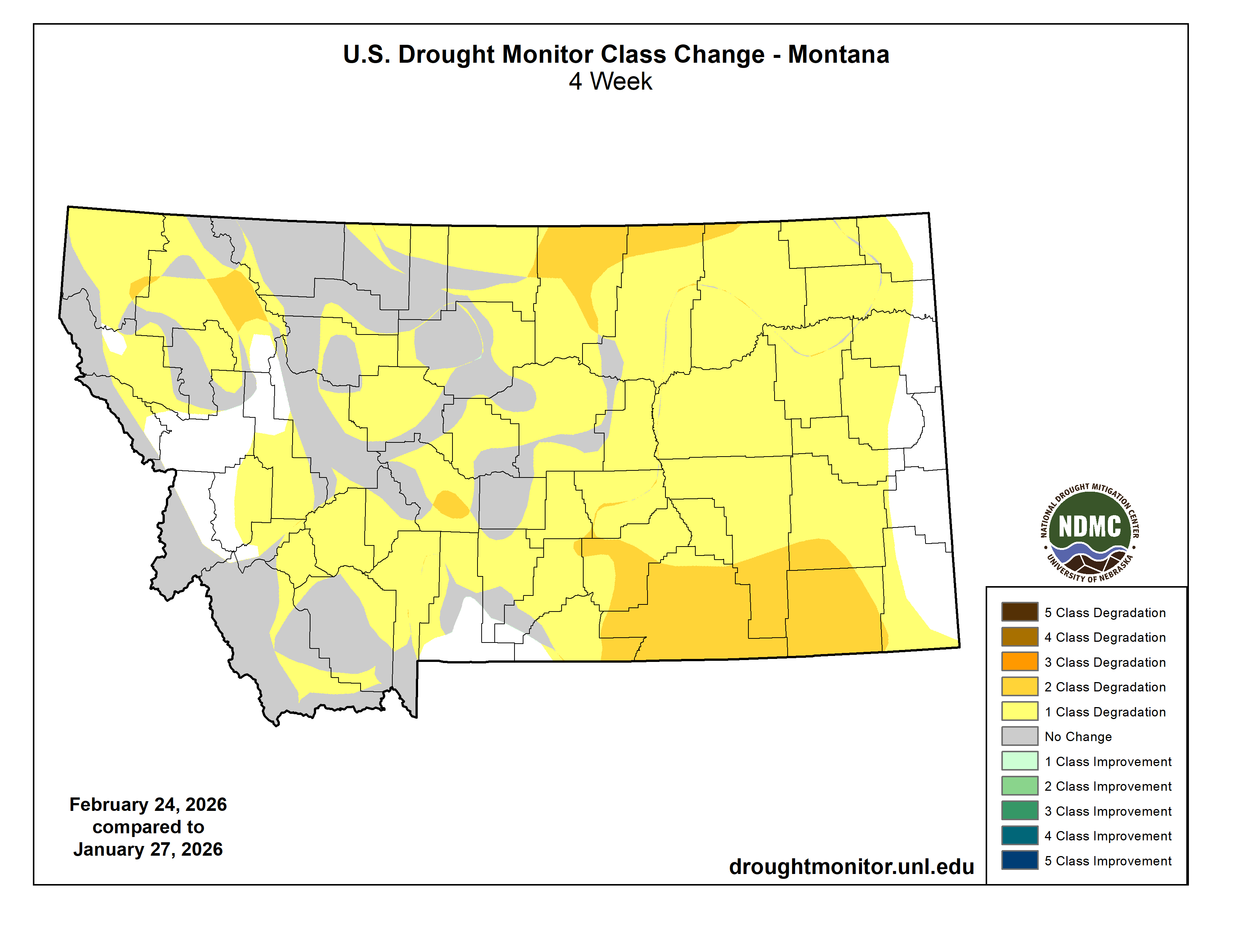 Map of the USDM class changes for Montana. Source: [USDM Drought change map](https://droughtmonitor.unl.edu/Maps/ChangeMaps.aspx)